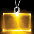 Light Up Necklace - Acrylic Rectangle Pendant - Amber